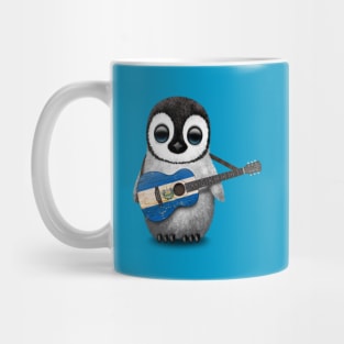 Baby Penguin Playing El Salvador Flag Guitar Mug